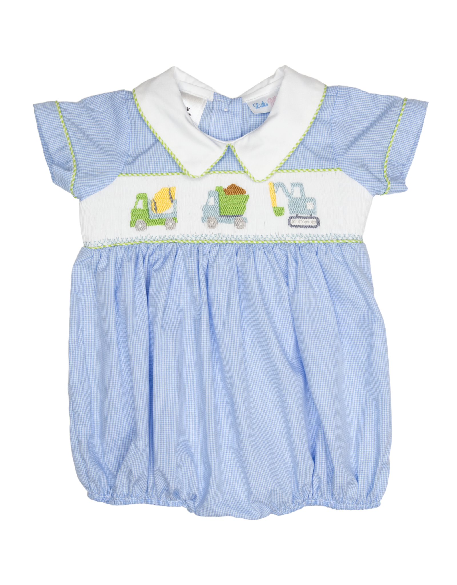 Lulu Bebe LBF26 Noah Trucks Smocked Bubble