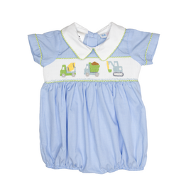 Lulu Bebe Noah Trucks Smocked Bubble