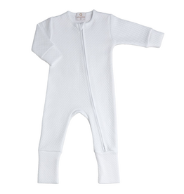 Miocotton Quilted Zipper Romper WHITE