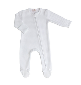 Miocotton Quilted Zipper Footie WHITE