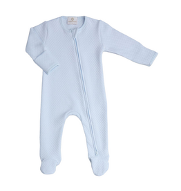 Miocotton Quilted Zipper Footie BLUE