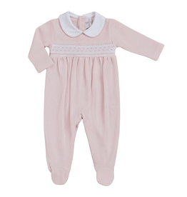Miocotton Daphne Special Knit Smocked Footie PINK
