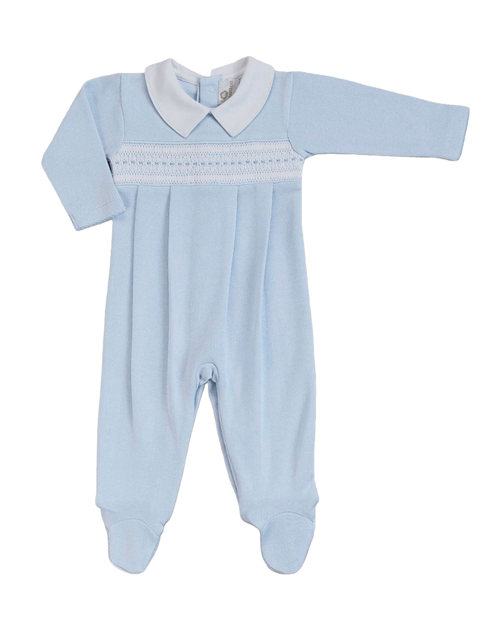 Miocotton MC Renzi Special Knit Smocked Footie BLUE