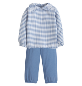 Little English Stormy Blue Gingham Pant Set