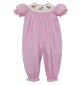 Petit Bebe Puppies Smocked Bishop Long Bubble