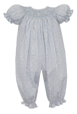 Petit Bebe 103F2 Grace Lt. Blue Liberty Print Smocked Bishop Long Bubble