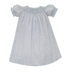 Petit Bebe Grace Light Blue Liberty Print Smocked Bishop Dress