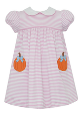 Claire and Charlie 5006D Pink Stripe Knit Pumpkin Dress