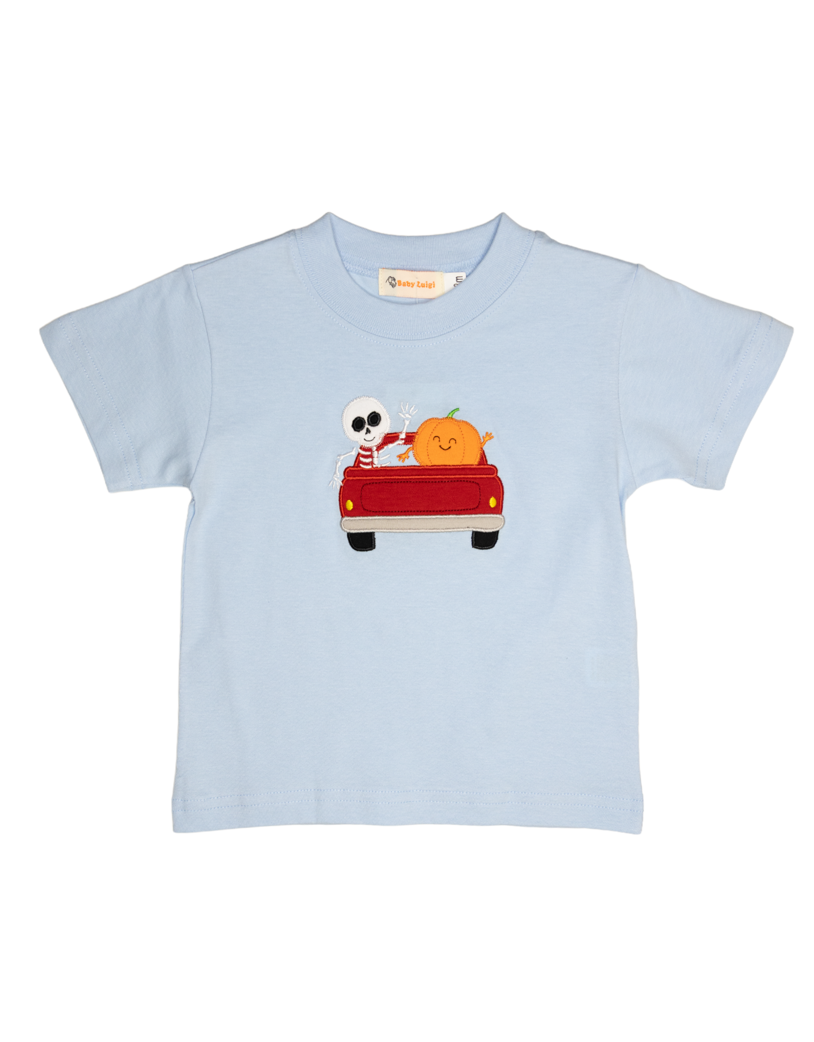 Luigi F26 SS Shirt Lt. Blue Skeleton Pumpkin