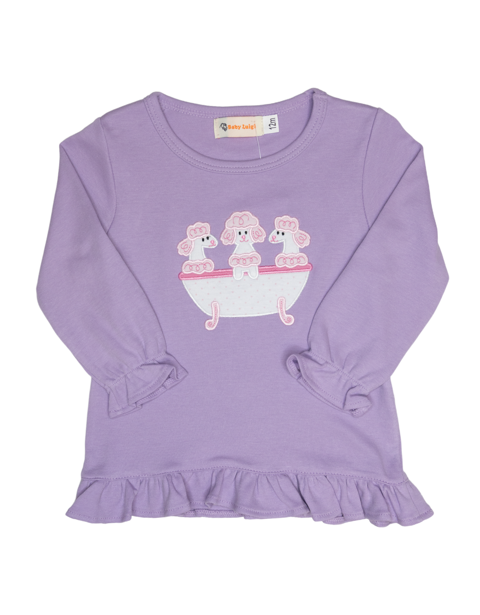 Luigi F26 Ruffle Shirt Lavender Poodles Tub