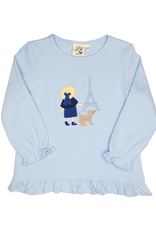 Luigi F26 Ruffle Shirt Blue Girl/Eiffel Tower