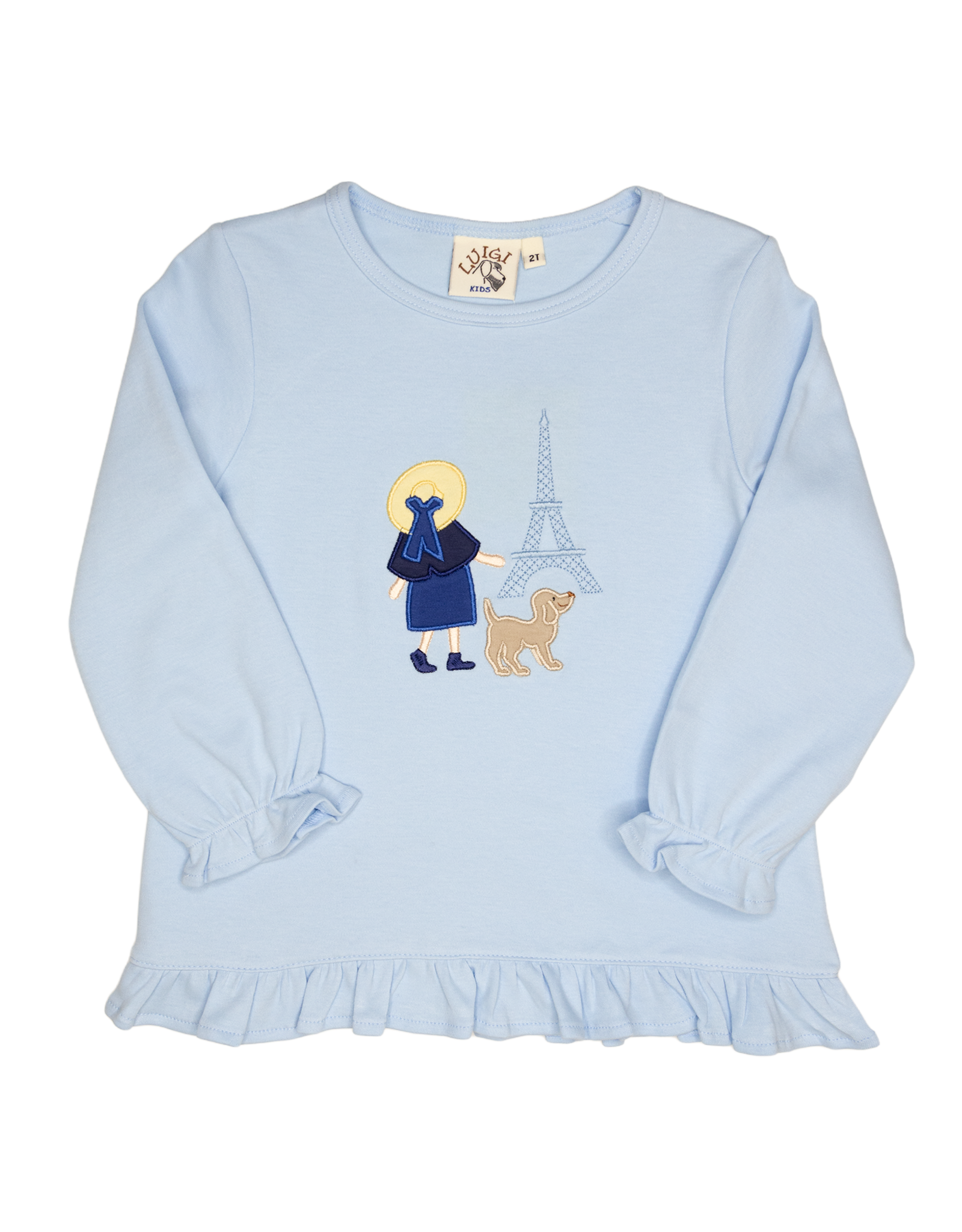 Luigi F26 Ruffle Shirt Blue Girl/Eiffel Tower
