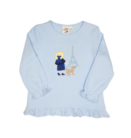 Luigi Ruffle Shirt Blue Girl/Eiffel Tower