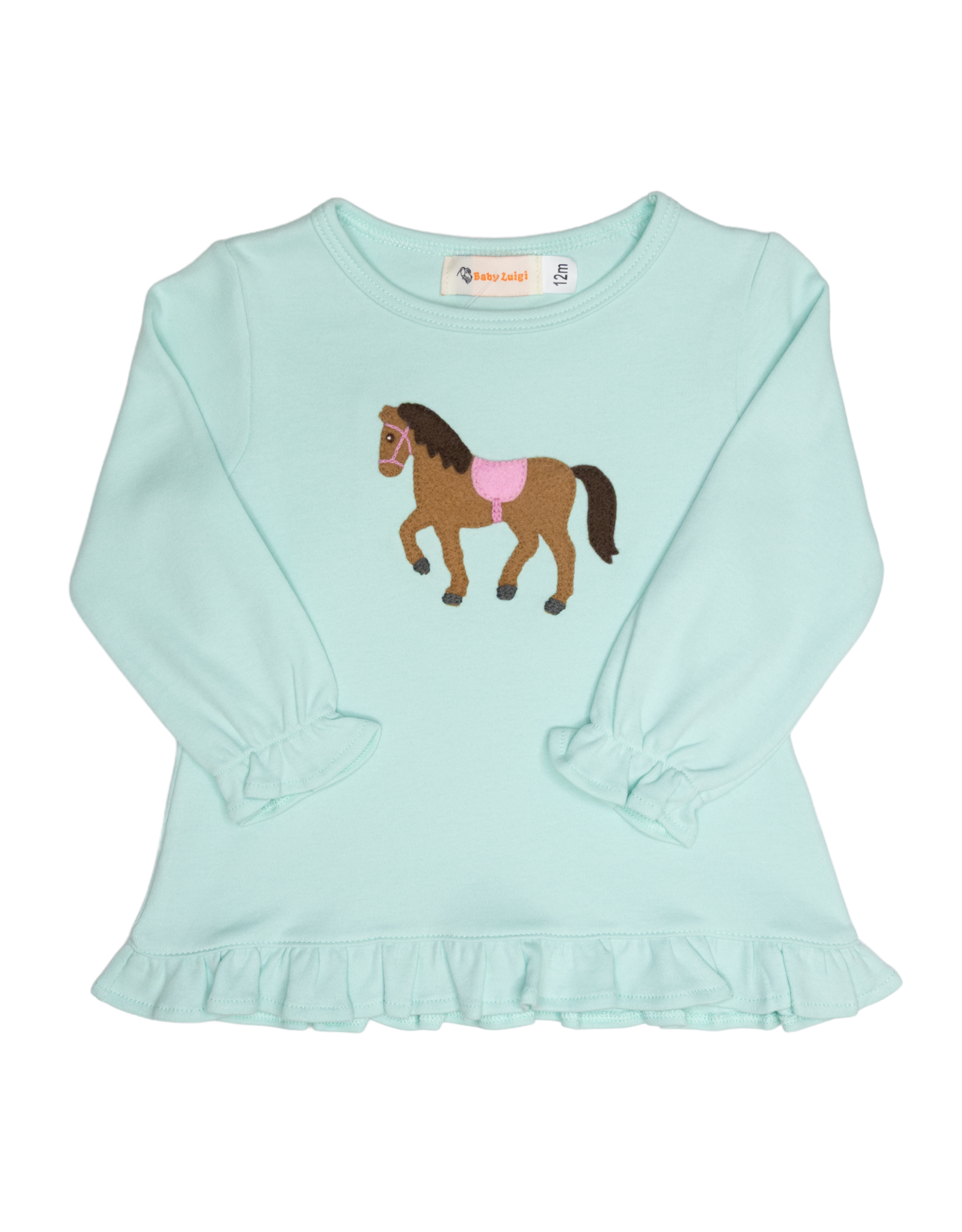 Luigi F26 Ruffle Shirt Lt. Jade Horse