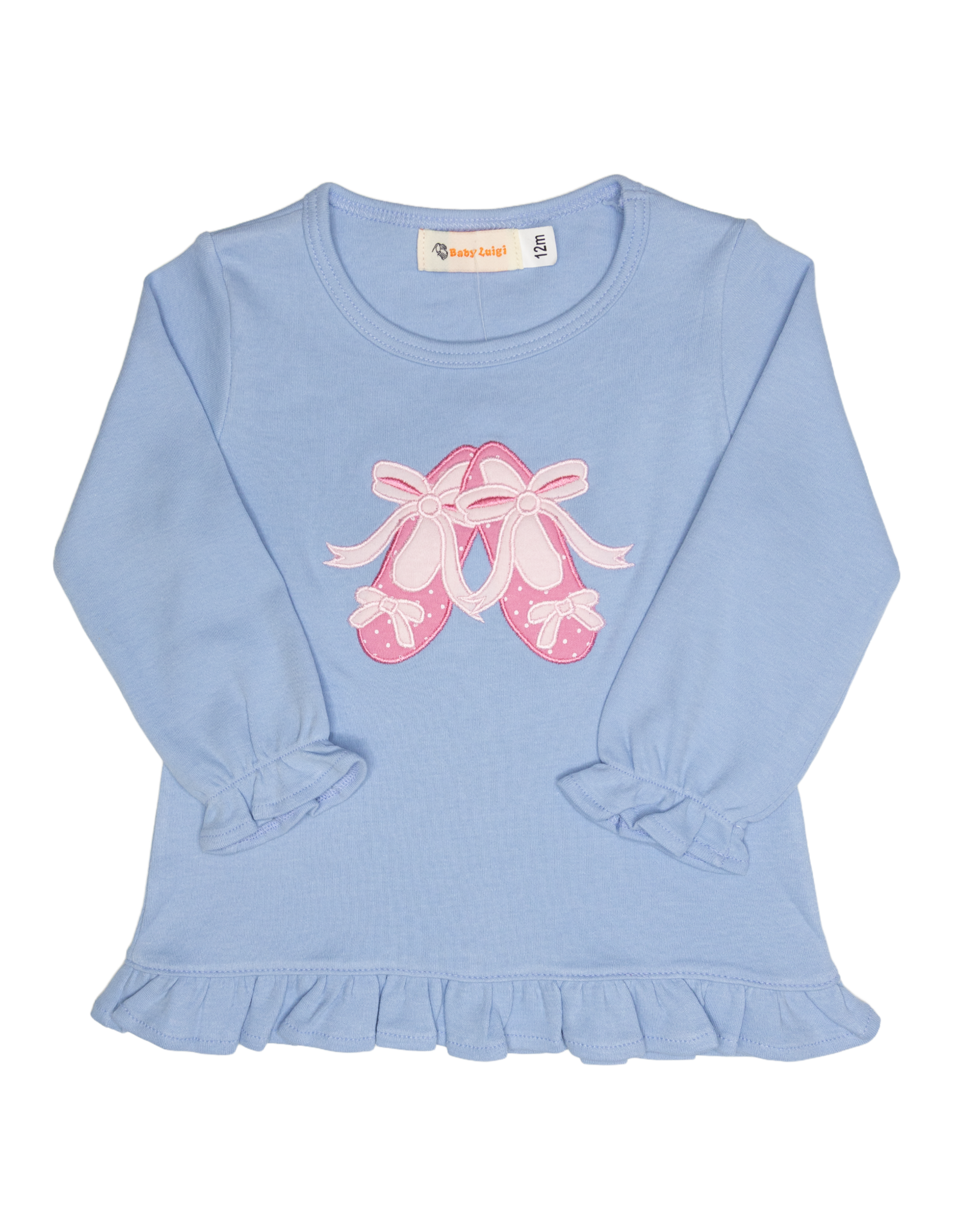 Luigi F26 Ruffle Shirt Blue Ballet Slippers
