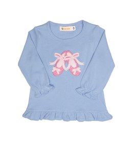 Luigi Ruffle Shirt Blue Ballet Slippers