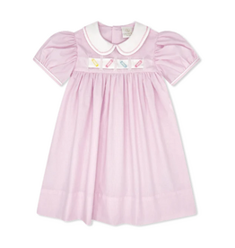 Lullaby Set Ruth Ribbon Dress w/3 Ribbons Baby Pink Minigingham