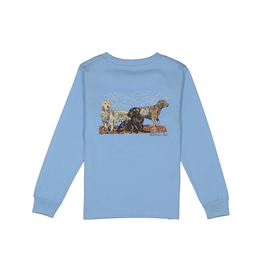 Properly Tied Long Sleeve Tee Light Blue Hunting Dogs