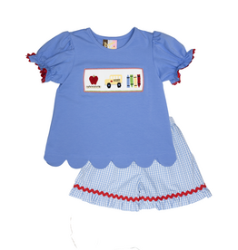 Banana Split Wheels on the Bus Ruffle Short Set