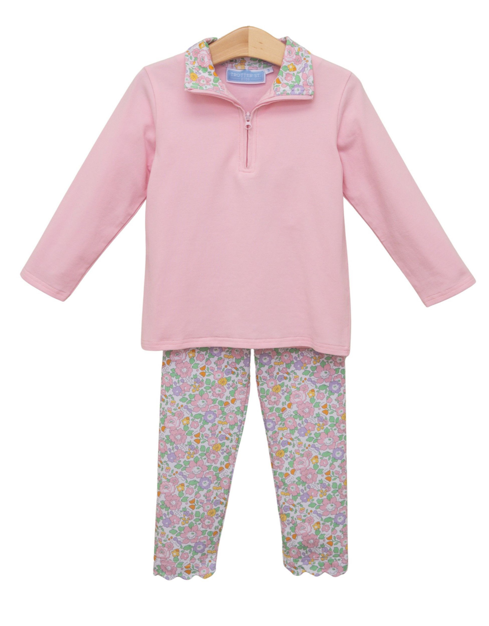 Trotter Street Kids TSF26 Autumn Blooms 1/4 Zip Pant Set