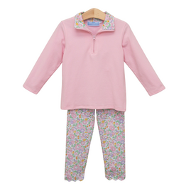 Trotter Street Kids Autumn Blooms 1/4 Zip Pant Set