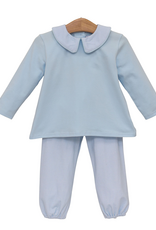 Trotter Street Kids TSF26 Archie Bloomer Pant Set Lt. Blue Microgingham