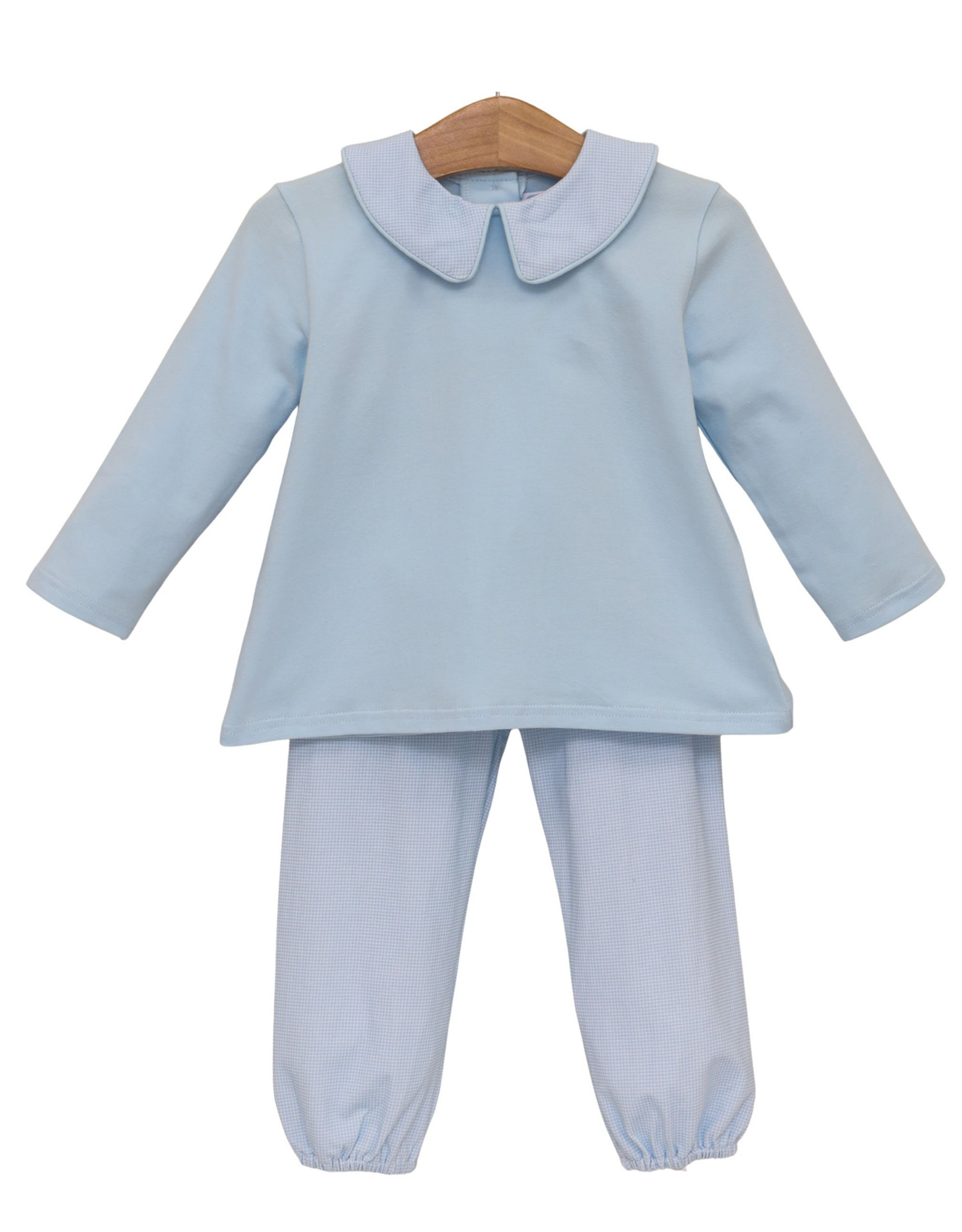 Trotter Street Kids TSF26 Archie Bloomer Pant Set Lt. Blue Microgingham