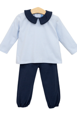 Trotter Street Kids TSF26 Archie Bloomer Pant Set Lt. Blue Stripe/Navy