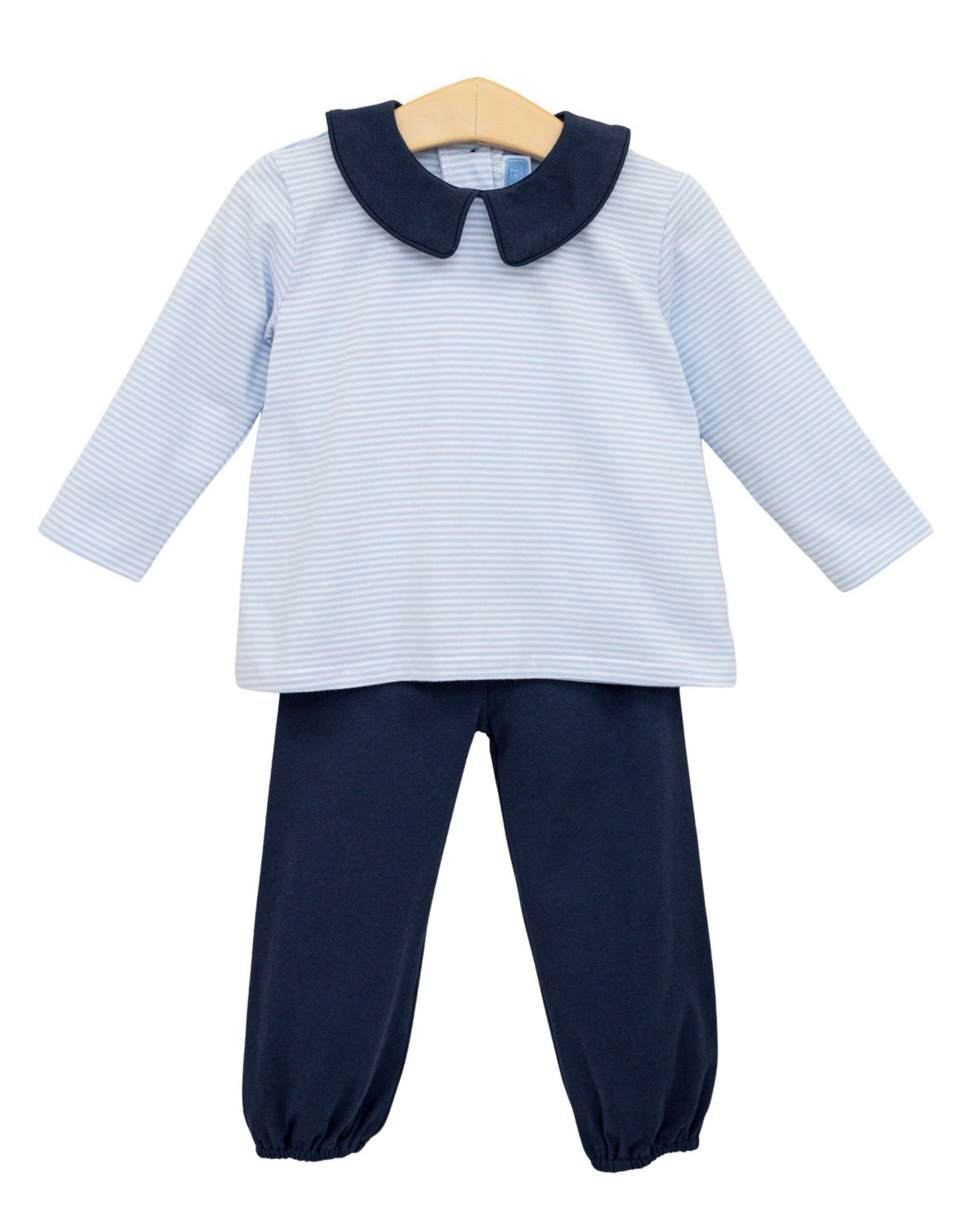 Trotter Street Kids TSF26 Archie Bloomer Pant Set Lt. Blue Stripe/Navy