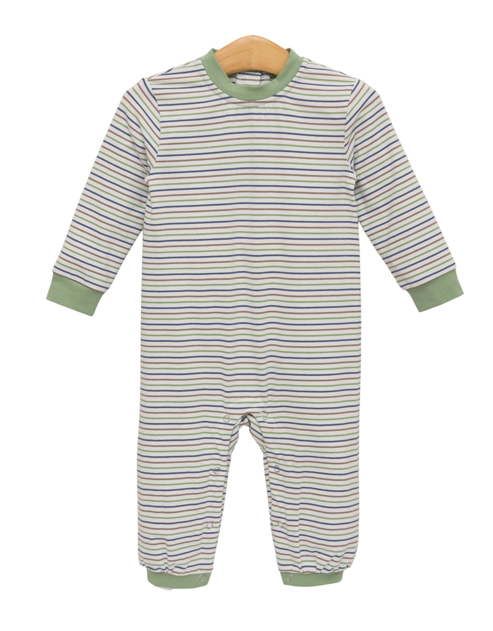 Trotter Street Kids TSF26 Miller Romper Pine Cove Stripe