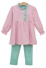 Trotter Street Kids TSF26 Scarlett Pant Set Pink Stripe/Mint