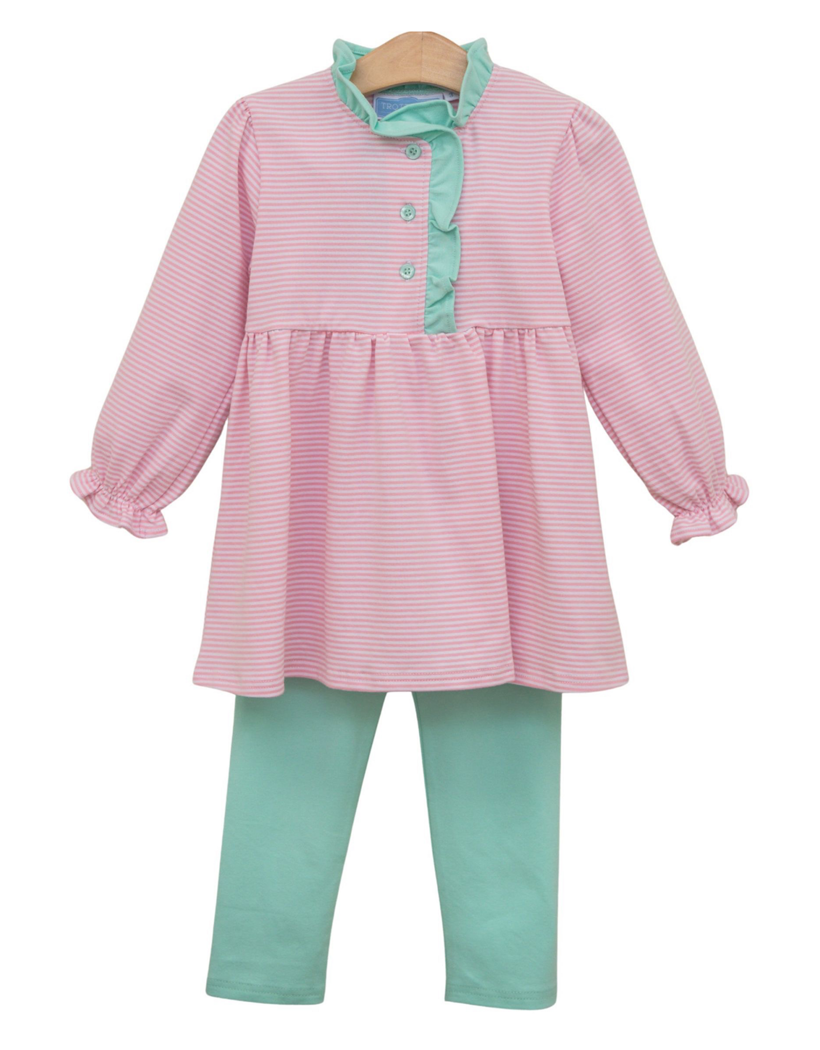 Trotter Street Kids TSF26 Scarlett Pant Set Pink Stripe/Mint
