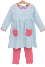 Trotter Street Kids TSF26 Annie Pant Set Mint Stripe/Pink