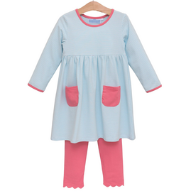 Trotter Street Kids Annie Pant Set Mint Stripe/Pink