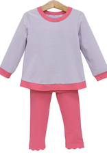 Trotter Street Kids TSF26 Reagan Pant Set Lavender Stripe/Pink