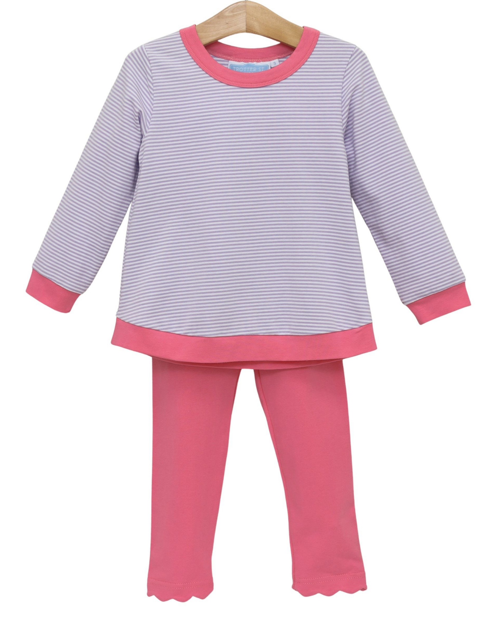 Trotter Street Kids TSF26 Reagan Pant Set Lavender Stripe/Pink