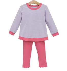 Trotter Street Kids Reagan Pant Set Lavender Stripe/Pink