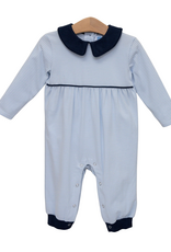 Trotter Street Kids TSF26 Gabriel Romper Lt. Blue Sripe/Navy