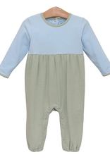 Trotter Street Kids TSF26 Preston Romper Green Stripe/Lt.Blue
