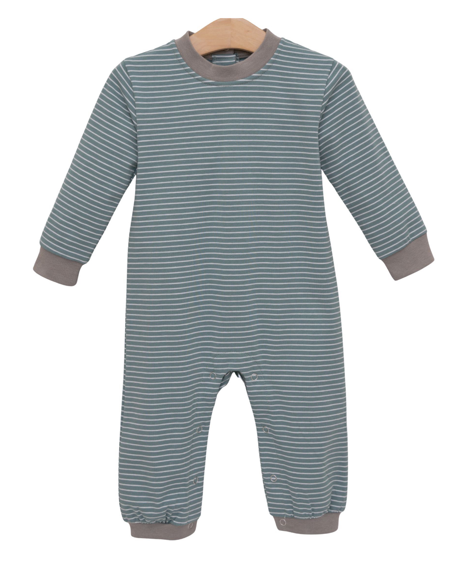 Trotter Street Kids TSF26 Miller Romper Sage Stripe/Blue