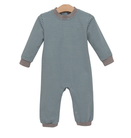 Trotter Street Kids Miller Romper Sage Stripe/Blue