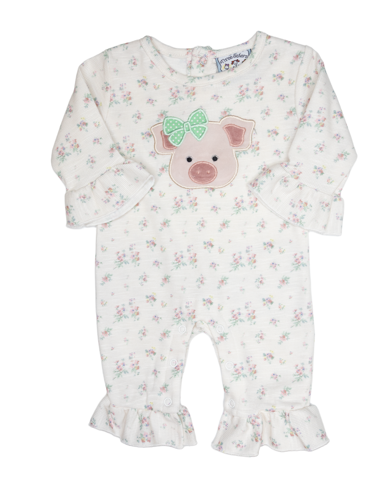 Three Sisters 884  Pig Applique Romper