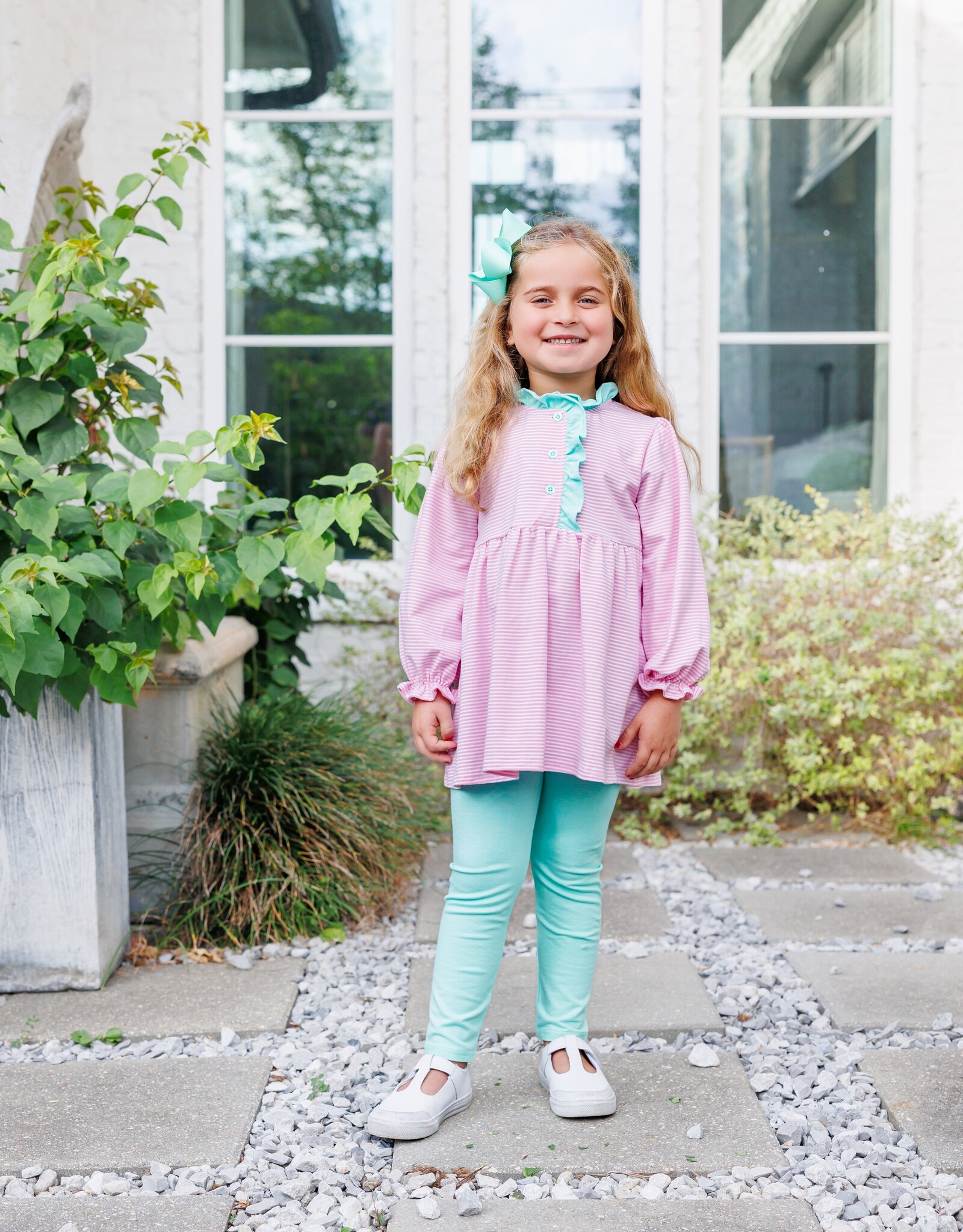 Trotter Street Kids TSF26 Scarlett Pant Set Pink Stripe/Mint