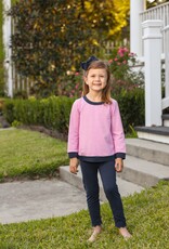 Trotter Street Kids TSF26 Reagan Pant Set Pink Stripe/Navy