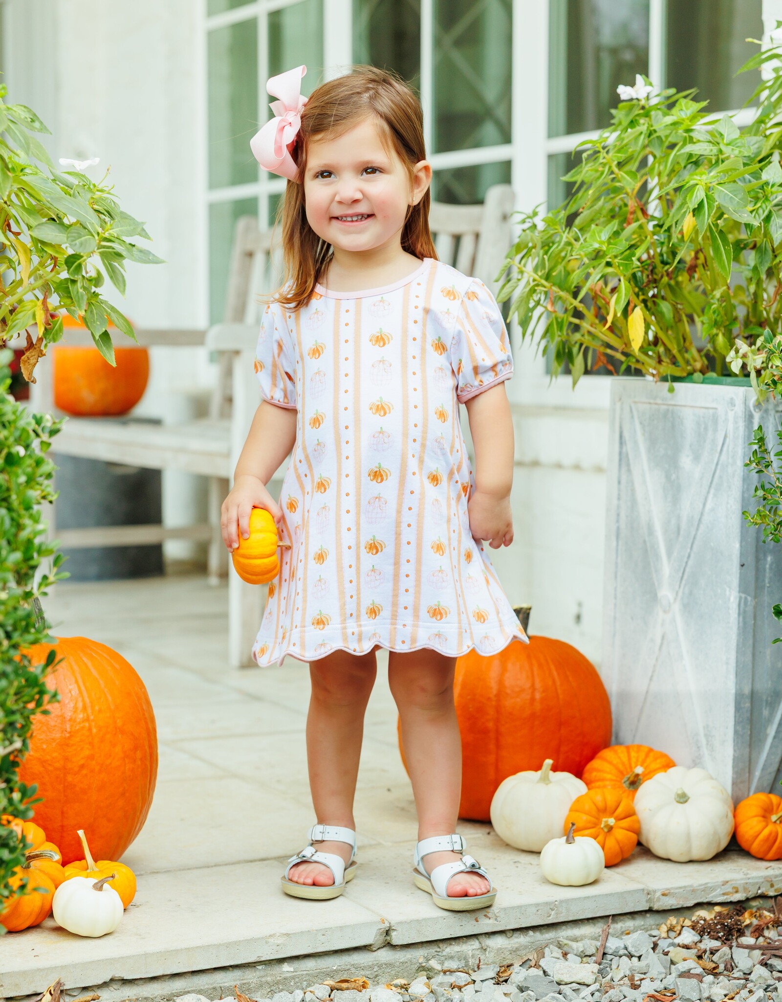 Trotter Street Kids TSF26 Pumpkin Patch Scalloped Dress