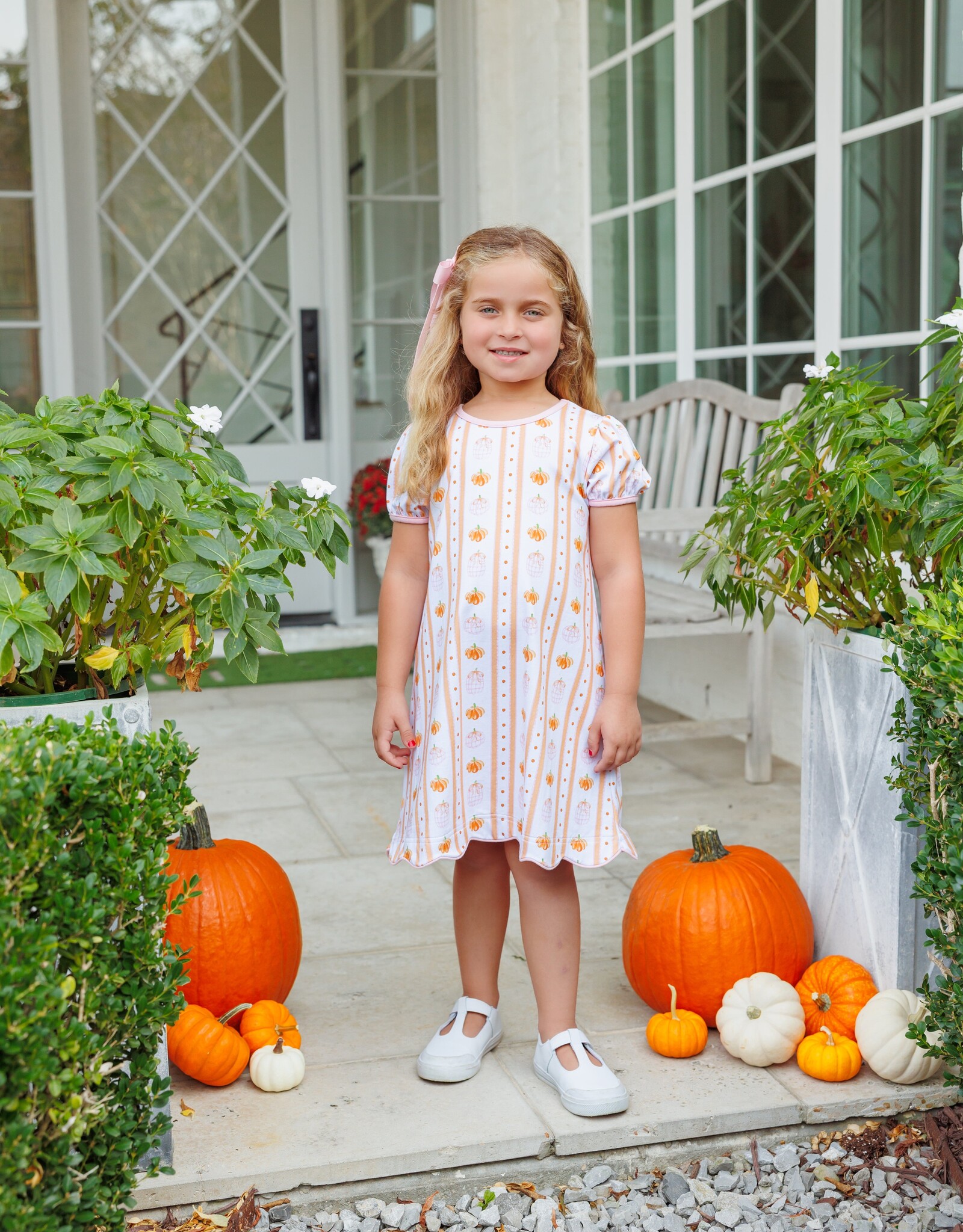 Trotter Street Kids TSF26 Pumpkin Patch Scalloped Dress