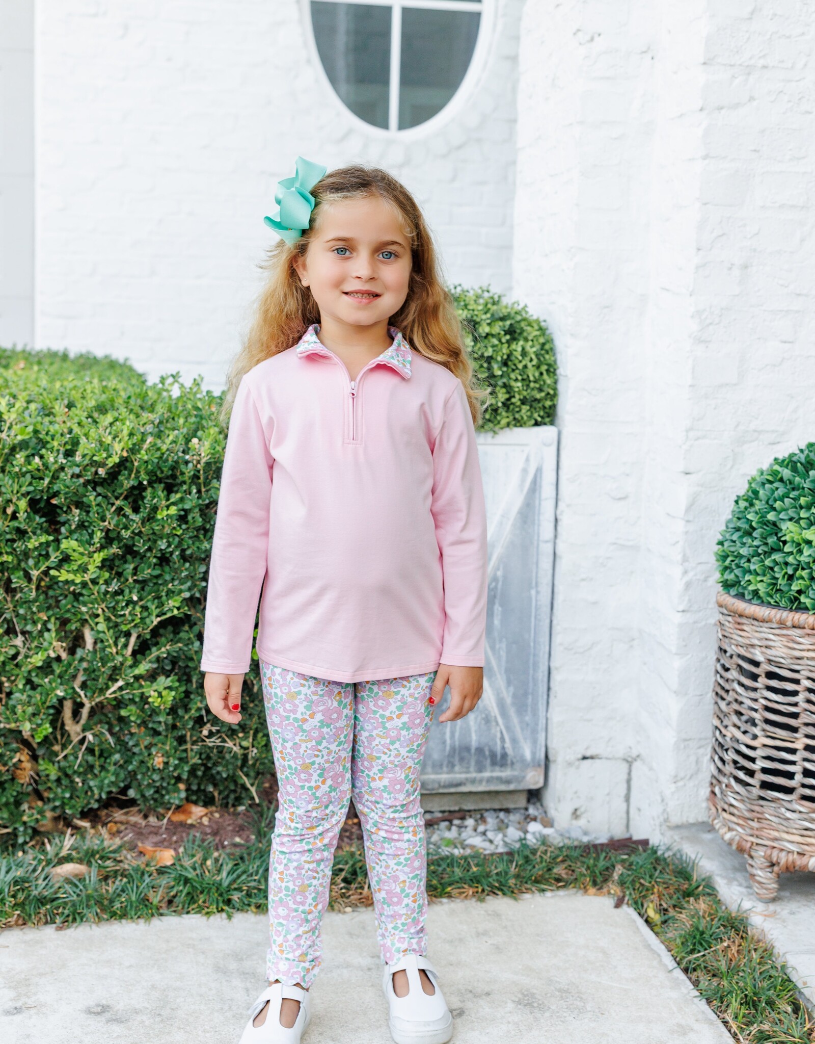Trotter Street Kids TSF26 Autumn Blooms 1/4 Zip Pant Set
