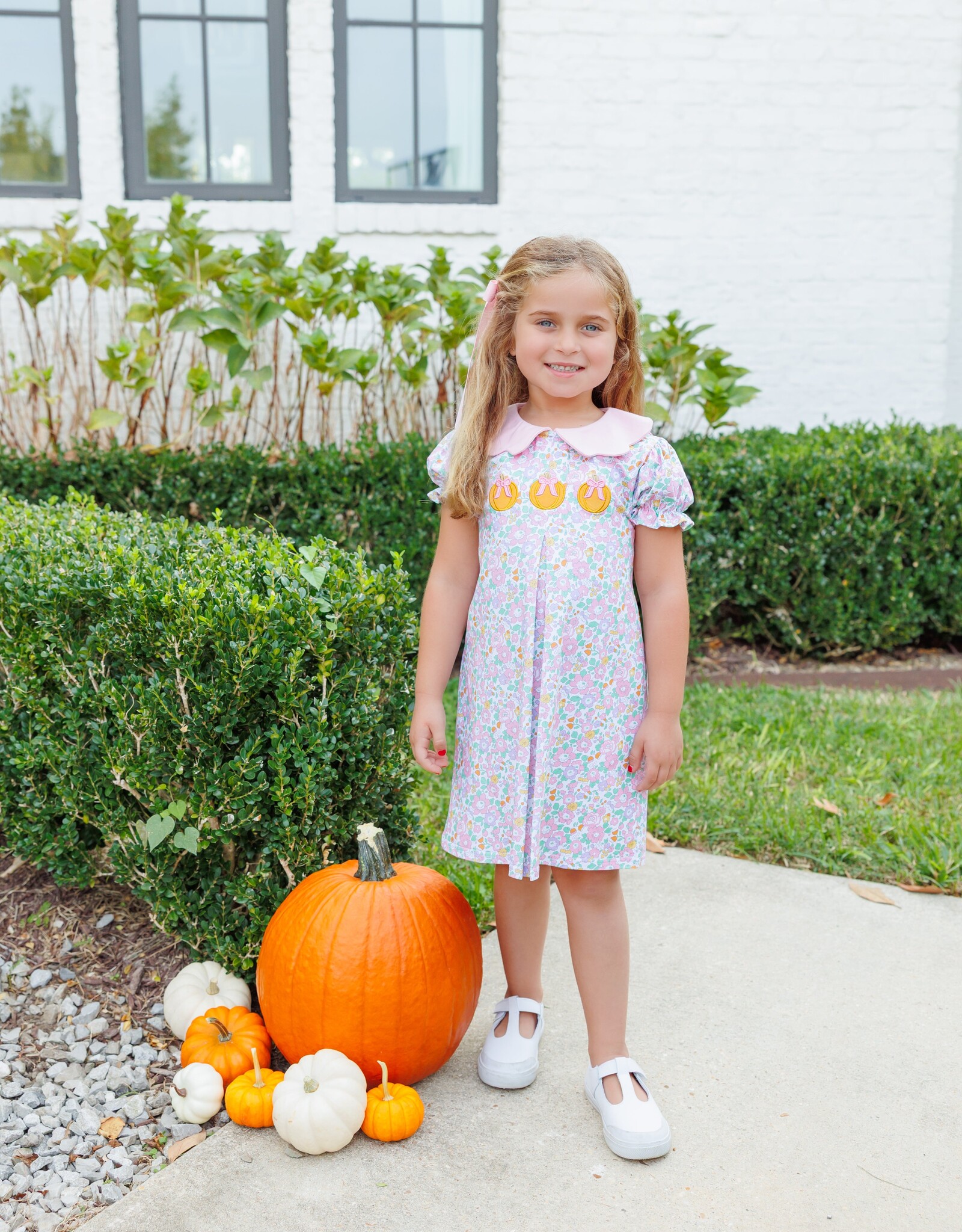Trotter Street Kids TSF26 Pumpkin Floral Dress