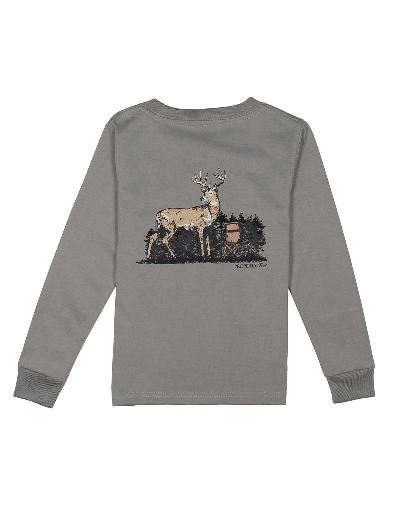 Properly Tied PT26 LS Tee Battleship Grey Deer Season