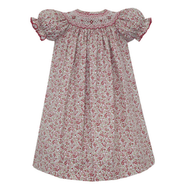Claire and Charlie Red Floral Smocked Bishop Dress
